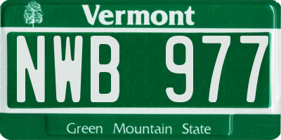 VT license plate NWB977