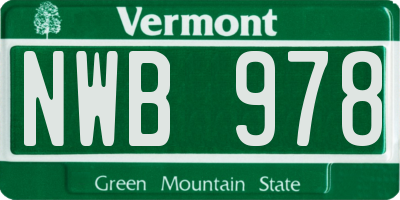 VT license plate NWB978