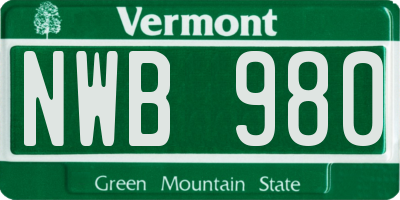 VT license plate NWB980