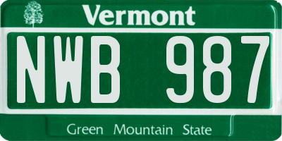VT license plate NWB987