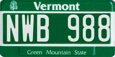 VT license plate NWB988