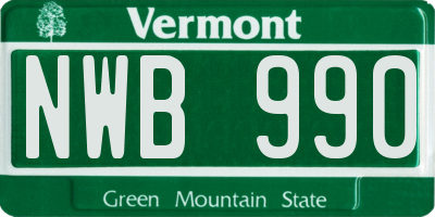 VT license plate NWB990