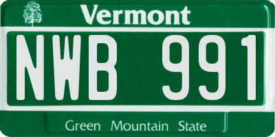 VT license plate NWB991