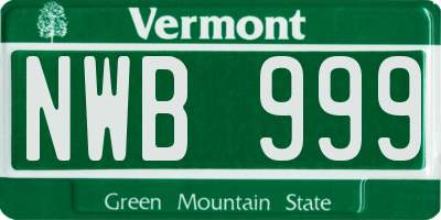 VT license plate NWB999