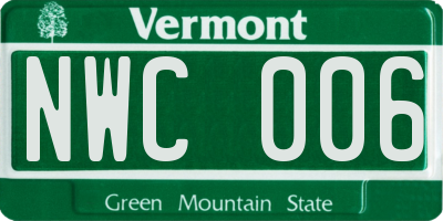 VT license plate NWC006