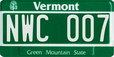 VT license plate NWC007