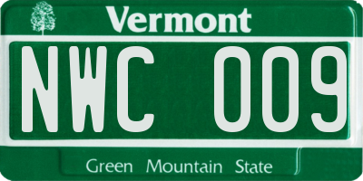 VT license plate NWC009