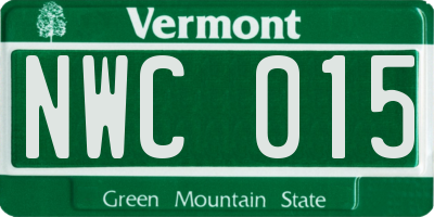 VT license plate NWC015