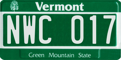 VT license plate NWC017