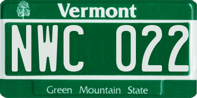 VT license plate NWC022