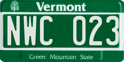 VT license plate NWC023