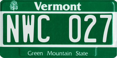 VT license plate NWC027