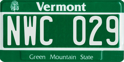 VT license plate NWC029