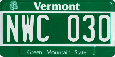 VT license plate NWC030