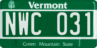 VT license plate NWC031