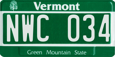 VT license plate NWC034