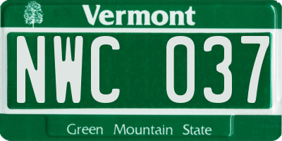 VT license plate NWC037