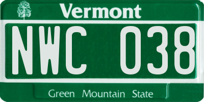VT license plate NWC038