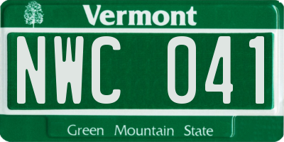 VT license plate NWC041