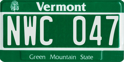 VT license plate NWC047