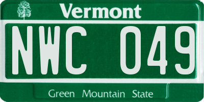 VT license plate NWC049