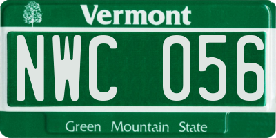 VT license plate NWC056