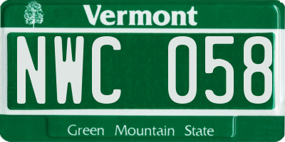 VT license plate NWC058