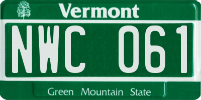 VT license plate NWC061