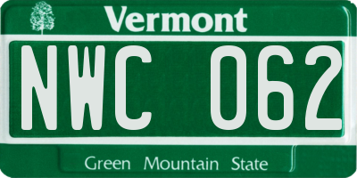 VT license plate NWC062
