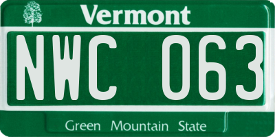 VT license plate NWC063