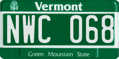 VT license plate NWC068