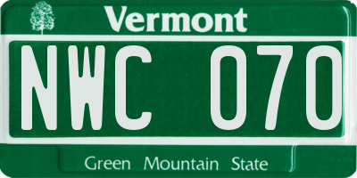 VT license plate NWC070
