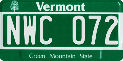 VT license plate NWC072