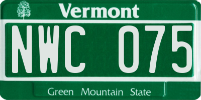 VT license plate NWC075