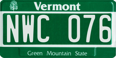 VT license plate NWC076