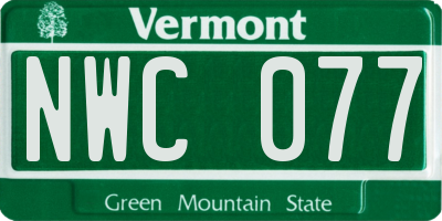 VT license plate NWC077