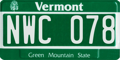 VT license plate NWC078