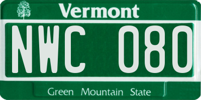 VT license plate NWC080
