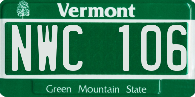 VT license plate NWC106
