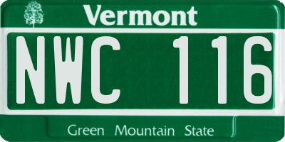 VT license plate NWC116