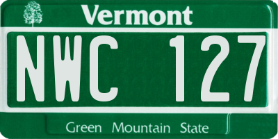 VT license plate NWC127