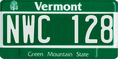 VT license plate NWC128