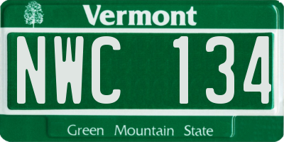 VT license plate NWC134