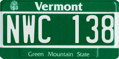 VT license plate NWC138