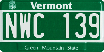 VT license plate NWC139