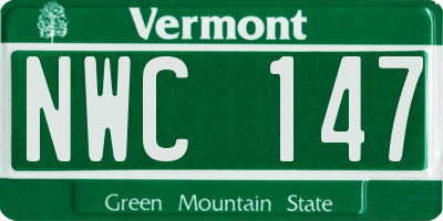 VT license plate NWC147