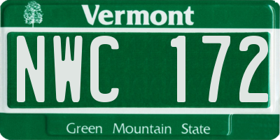 VT license plate NWC172
