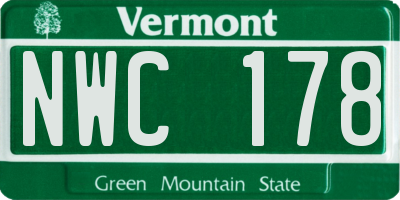 VT license plate NWC178