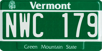 VT license plate NWC179