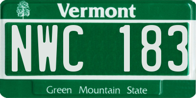 VT license plate NWC183
